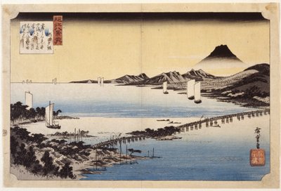 瀬田夕焼け（色木版画） 作： Ando or Utagawa Hiroshige