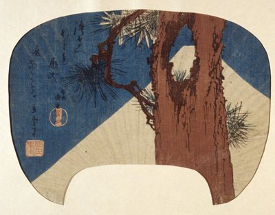 Estampa em leque: Pine & Mt. Fuji 作： Ando or Utagawa Hiroshige
