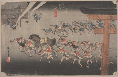 熱田神宮のお祭り 作： Ando or Utagawa Hiroshige