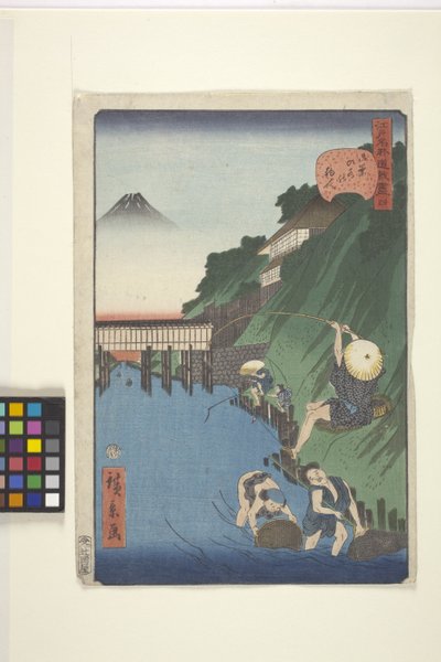 Máscara de pescador em Ochanomizu (pescador de Ochanomizu) 作： Ando or Utagawa Hiroshige