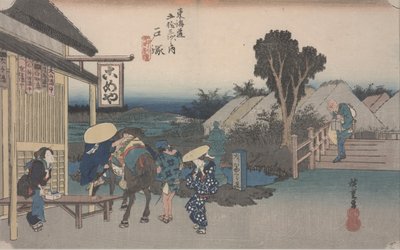 元町の道の分岐点 作： Ando or Utagawa Hiroshige