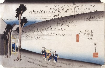 二川（色木版画） 作： Ando or Utagawa Hiroshige