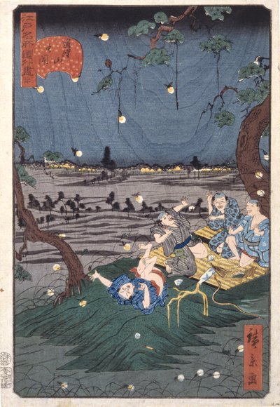 D?kanyamaでコオロギを聞く(20) (D?kanyama Mushikiki) (カラー木版画) 作： Ando or Utagawa Hiroshige
