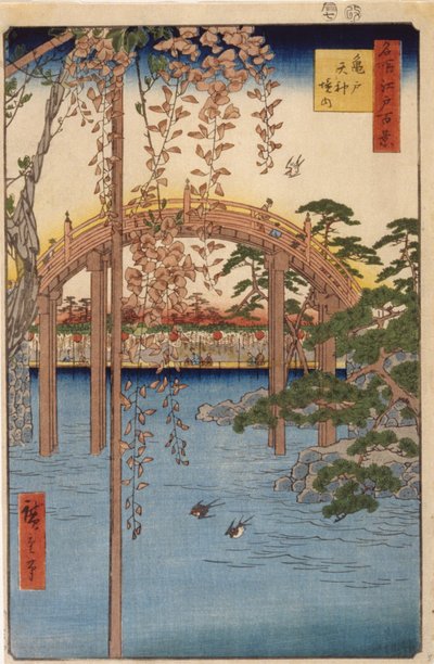 亀戸天神社境内（錦絵） 作： Ando or Utagawa Hiroshige