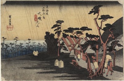 虎姫の雨（大磯、1833年頃 作： Ando or Utagawa Hiroshige