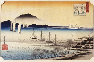 Palaavat purjeet Yabasessa (värillinen puupainatus) 作： Ando or Utagawa Hiroshige