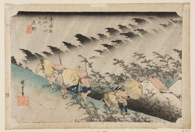 Sh?no:Driving Rain（カラー木版画 作： Ando or Utagawa Hiroshige