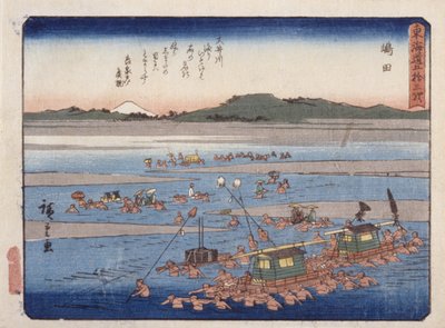 島田24合目（色木版画） 作： Ando or Utagawa Hiroshige