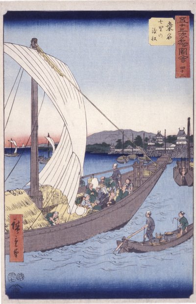 桑名駅43番地（色木版画） 作： Ando or Utagawa Hiroshige