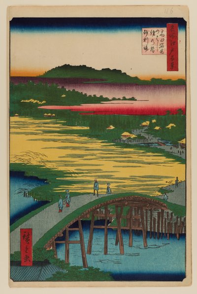 姿見橋、おもかげ橋、高田のジャリバ 作： Ando or Utagawa Hiroshige