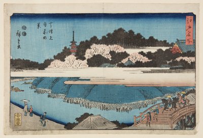 芝 Z.j.寺前の景色」（カラー木版画 作： Ando or Utagawa Hiroshige