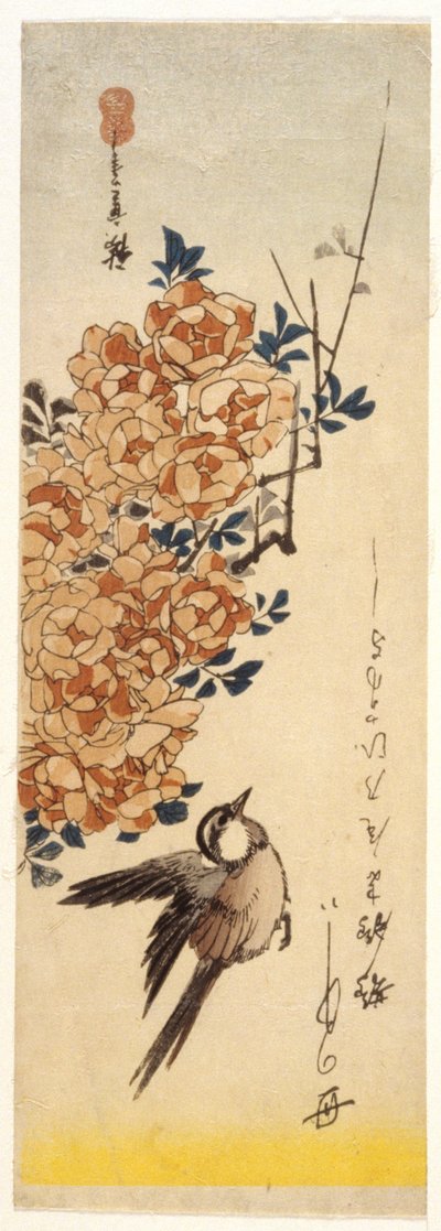 Väärä ja ruusut (värillinen puupainatus) 作： Ando or Utagawa Hiroshige