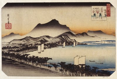 粟津の晴天（色木版画） 作： Ando or Utagawa Hiroshige
