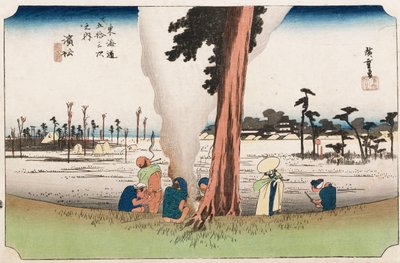 「東海道五十三次」シリーズ、浜松市冬景色、1834年頃 作： Ando or Utagawa Hiroshige