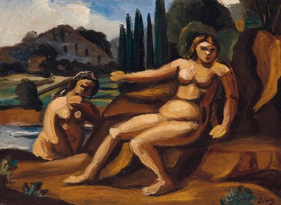 風景の中の二人の海水浴客 作： Andre Derain