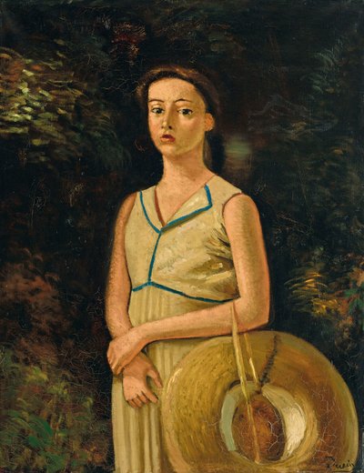 麦わら帽子をかぶったジュヌヴィエーヴの肖像（画家の姪 作： Andre Derain