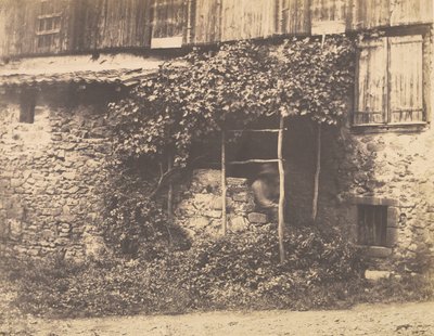 [トレリスの下に男がいる素朴な建物]、約。 1853年。 作： André Giroux