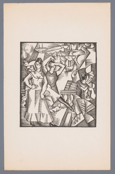 踊る 3 人の女性と水夫と妻 レスカル 海の情景を描いた木版画6点（シリーズ名） Grand Largue (シリーズタイトル) 作： André Lhote