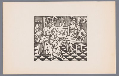 カフェで 2 人の船員と 3 人の女性 海の情景を描いた木版画6点（シリーズタイトル） Grand Largue (シリーズタイトル) 作： André Lhote