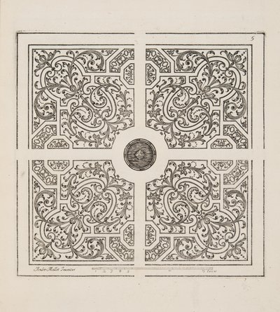 パルテールのデザイン（「庭園計画劇場」1652年刊より）（彫刻 作： André Mollet