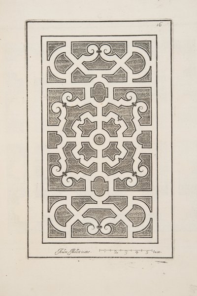 パルテールのデザイン（「庭園計画劇場」1652年刊より）（彫刻 作： André Mollet