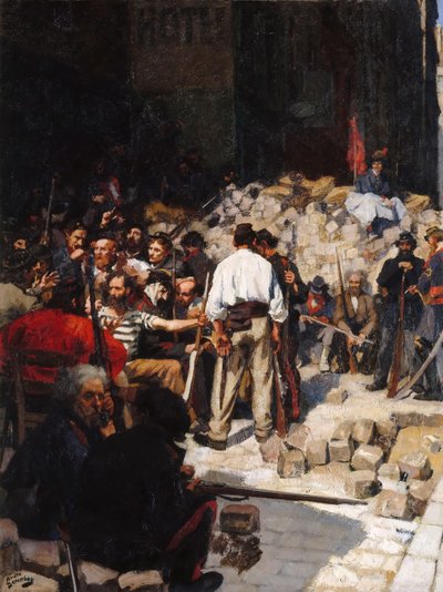 バリケード、パリのコミューン、1871年5月 作： André Victor Édouard Devambez