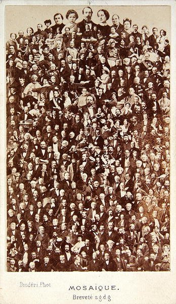 第二帝政期の人物たち、1860年頃（セピア色のフォトモンタージュ） 作： Andre Adolphe Eugene Disderi