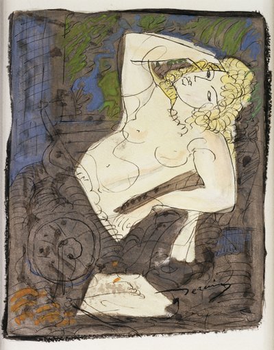 リクライニング・ヌード；ファム・アロンジェ 作： Andre Derain