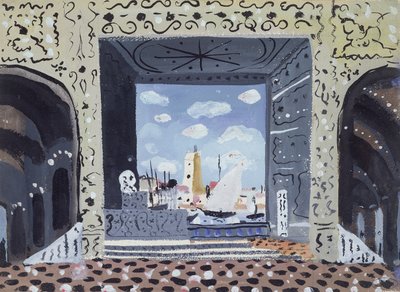 セビリアの理髪師」パリ公演の舞台美術（油彩・板） 作： Andre Derain