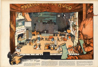 ヴィクトル・ユーゴーの劇場 アンドレ・ドゥヴァンベ（1867-1944）による1902年の「Le rire」での風刺画 作： Andre Devambez