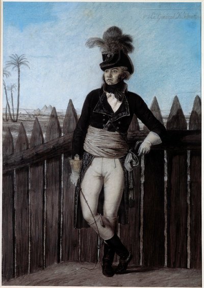 Jean Baptiste Kleber (1753-1800) の肖像 1798-1799年にエジプトに滞在した東洋軍総司令官 Andre Dutertre (1753-1842) による木炭とグワッシュの水彩画 18世紀。寸法0.54 x 0.36 m. Versailles, castle museum 作： Andre Dutertre