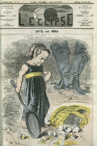 1872年、ひび割れの入ったバスケットを見る少女の姿。1月7日付ジルの「L