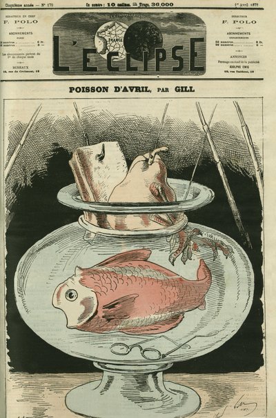 4月の魚、魚はAdolphe Thiers（1797-1877）。4月1日付ギル社「L