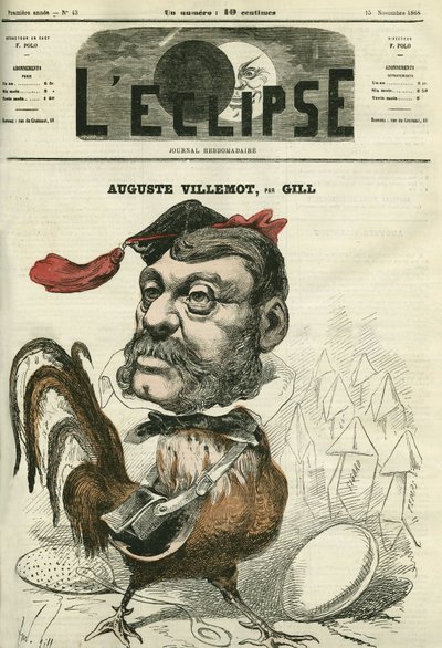 Auguste Villemot（1811-1871）フランスのジャーナリスト。11月15日付のギル社「日食」誌の表紙 作： Andre Gill