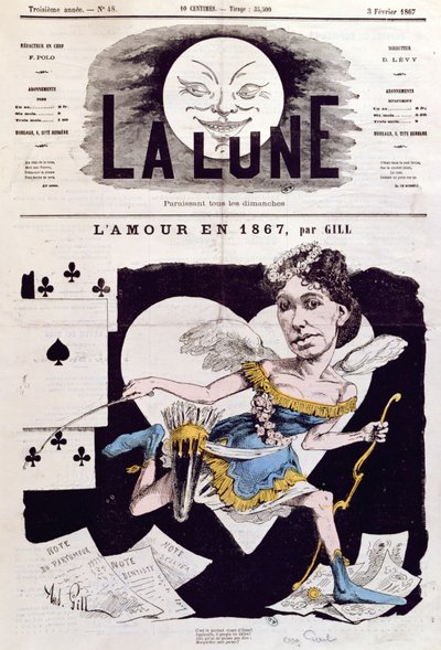 1867年2月3日の「ラルーン」からのコーラパールの似顔絵（1842-c.1886） 作： Andre Gill
