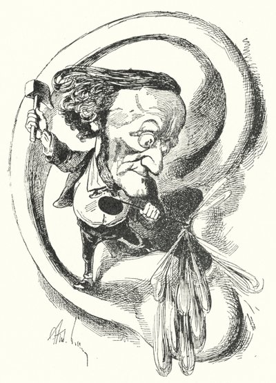 ドイツの作曲家リヒャルト・ワーグナーの風刺画（リトグラフ 作： Andre Gill