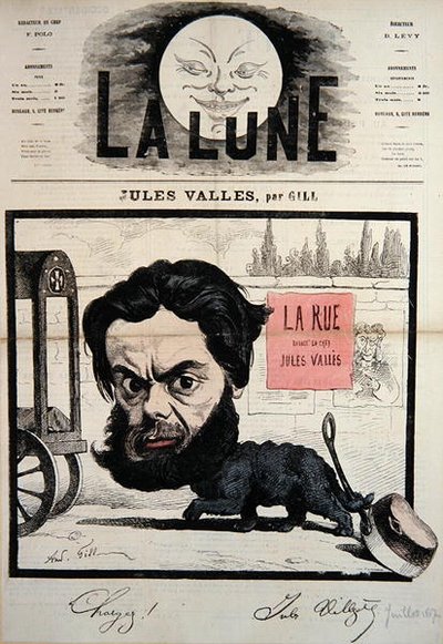 ジュール・ヴァレの風刺画 1867年7月の雑誌「La Lune」の表紙イラスト（カラーリトグラフ） 作： Andre Gill