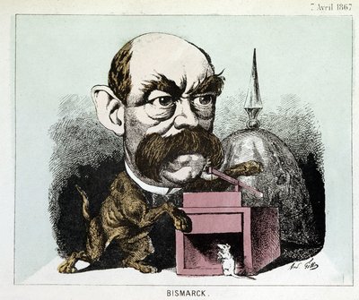 プロイセン王国首相オットー・エドゥアルド・レオポルド・フォン・ビスマルク伯爵(1815-1898)の漫画 - ギルの漫画 作： Andre Gill