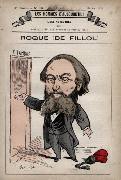 アンドレ・ギル（1840-85）が描いた1779年～1880年頃の「今日の人」に掲載されたフィロール（1824-1889）のイギリスの政治家、ジャン・トクセーヌ・ロークの漫画。 作： Andre Gill