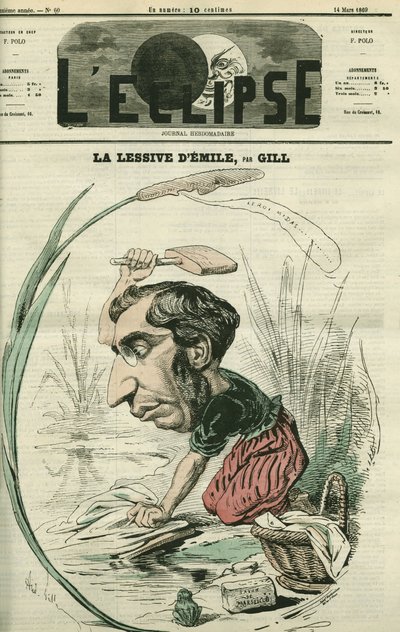 エミール・オリヴィエ（1825-1913）、フランスの政治家。3月14日付のギル社「日蝕」の表紙 作： Andre Gill