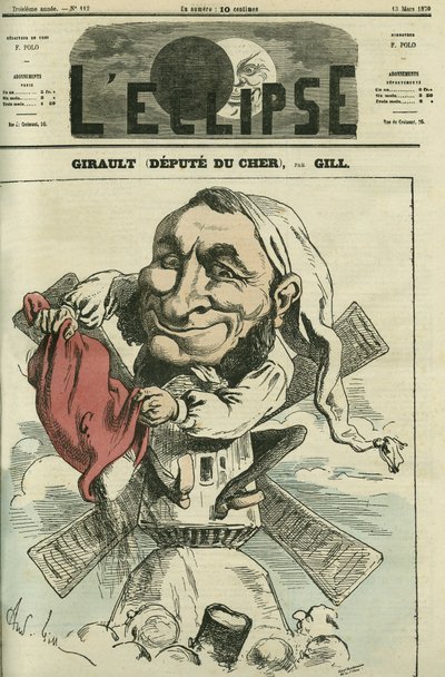 ジャン・ジロー（1825-1909）：フランスの製粉業者、政治家。3月13日付ジルの「日食」誌の表紙 作： Andre Gill
