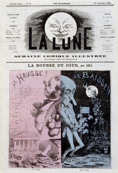 La Bourse: rise et diminution - by Gill, in the "La Lune" of 16/09/1866 作： Andre Gill