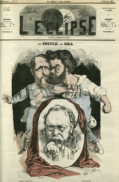 Les Peuples、作家や政治家であるClement Duvernois（1836-1879）、Pierre-Joseph Proudhon（1809-1865）、Jules Valles（1832-1885）の3人。2月21日付ギル社「L