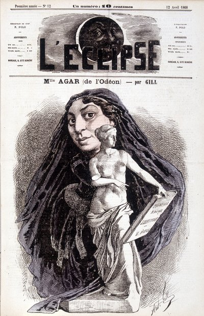 マドモアゼル・アガー（オデオン座より） フランス・アカデミーの女優。エクリプスでギルが描いた絵 作： Andre Gill