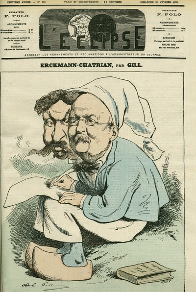フランスの小説家コンビ、アレクサンドル・シャトリアン（1826-1890）とエミール・エルクマン（1822-1899）、通称「エルクマン＝シャトリアン」の肖像。ギルの「L