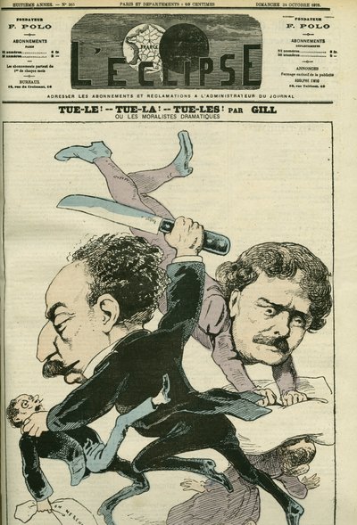 フランスの手紙魔、アレクサンドル・デュマ・ジュニア（1824-1895）とエルネスト・ロッシの肖像。10月24日付ギル社「L