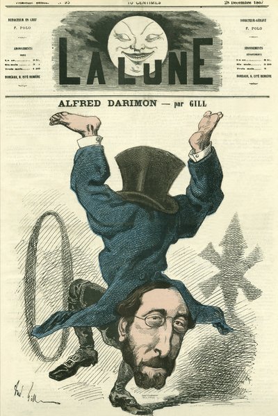 フランスの政治家、アルフレッド・ダリモン（1819-1902）の肖像。ギルによる漫画、「La Lune」12月28日号掲載 作： Andre Gill