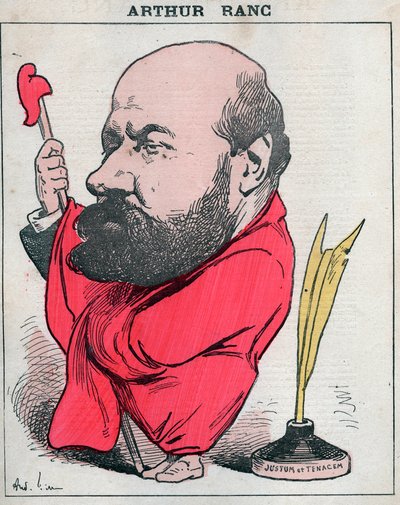 アルチュール・ラン（1831-1908）フランスのジャーナリスト、政治家の肖像 - アンドレ・ギルの漫画（パリの「今日の人」に掲載）。 作： Andre Gill