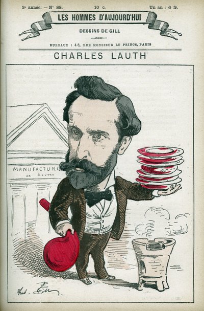 フランスの化学者、シャルル・ロート（1836-1913）の肖像。彼はパリのエコール・スーパーieur de Physique et de Chemistry Industrielles（ESPCI）の所長であった。パリのギル社による漫画。 作： Andre Gill