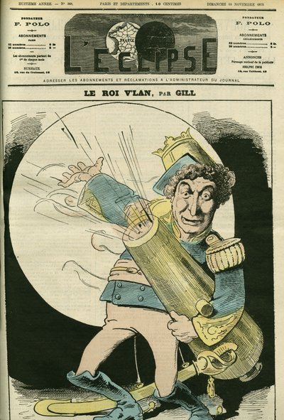 ジャック・オッフェンバックの舞台「Le voyage dans la lune」でヴラン王を演じたフランス人歌手、クリスチャン（1821-1889）の肖像。11月14日付ギル社「L